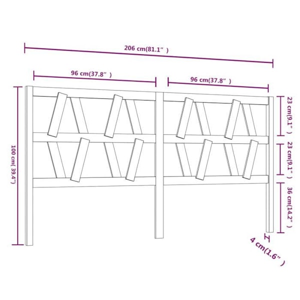 Hovedgærde - Fyrretræ - Sort - 206 cm - Moderne design - 100 cm højde Svart