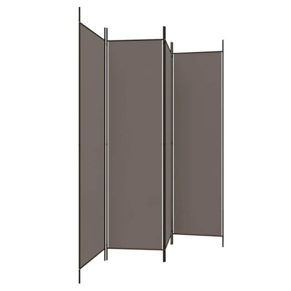 Paravent rumfiner til rum, 4 paneler, 698 x 180 cm, stof i antracit og jern DEC030828 Flerfärgad