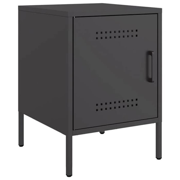 Sæt med 2 natborde med skab med dør 36 x 39 x 50,5 cm sort stål DEC035483 Svart