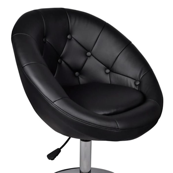 Barstol x1 loungestol justerbar højde i sort PVC og stål DEC029515 Svart
