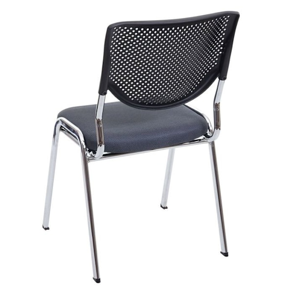 Sæt med 2 konference besøgsstole, stabelbare, mørkegrå stof/tekstil, krom ben 04_0000276 Grå