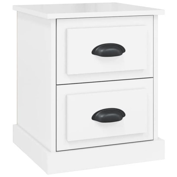 Natbord med to skuffer 39 x 39 x 47,5 cm hvidt ingeniørtræ DEC033441 Vit