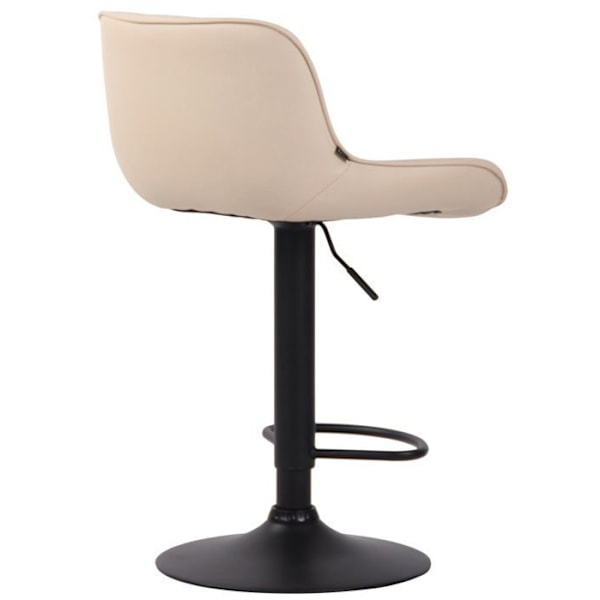 Barstol høj stol x1 i creme PVC med lodrette syninger, sort metalstøtte 10_0005099 Grädde