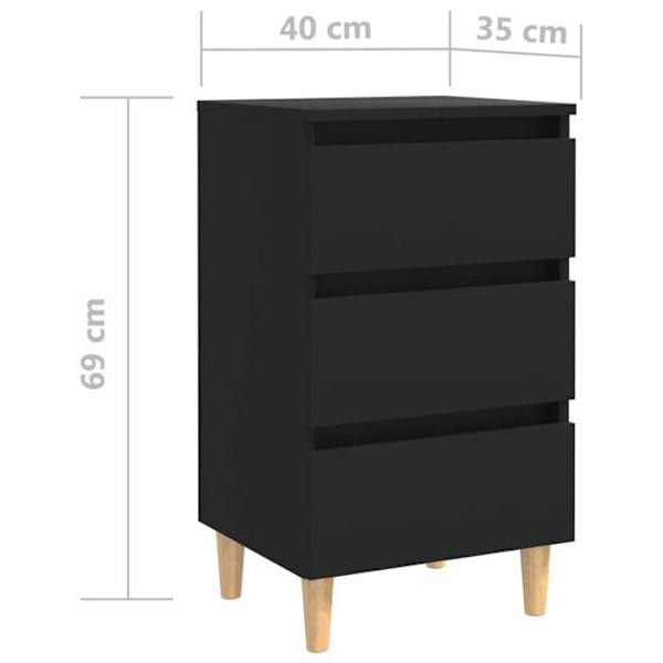 Sæt med 2 natborde med 3 skuffer 40 x 35 x 69 cm sort ingeniørtræ DEC035947 kastanj