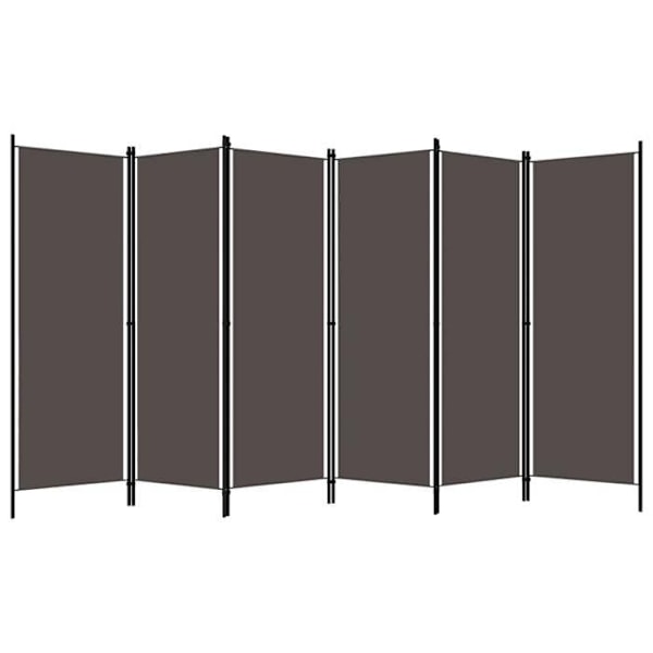 Paravent separators för rum skiljevägg 6 paneler 300 x 180 cm i anthracittyg och metall DEC031035 Metall