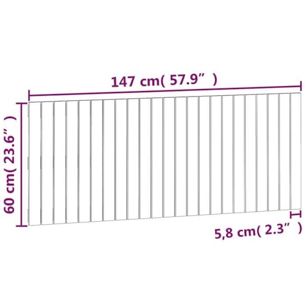 Hovedgærde til soveværelse, vægmonteret møbel i paletstil 147 x 3 x 60 cm, massivt fyrretræ TDL0202773 kastanj
