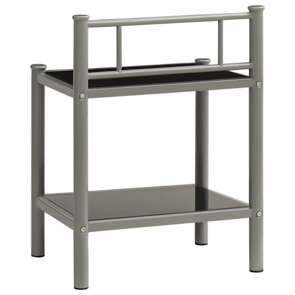 2 kpl yöpöytiä hyllyllä 45 x 34,5 x 60,5 cm mustaa metallia ja lasia DEC035411 Metall