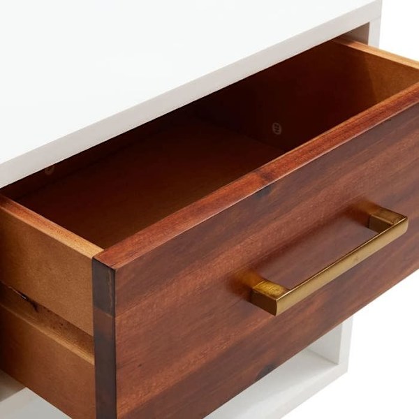 Sæt med 2 sengeborde med skuffe og åbent rum 40 x 30 x 57 cm Massivt akaciatræ + MDF DEC035051 kastanj