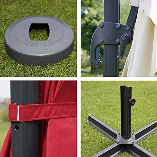 Parasoll för restaurang 3 x 3 m (Ø4,24 m) polyester/aluminium 23 kg antracit med stöd