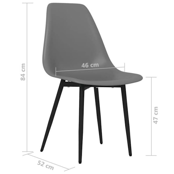 Set med 2 matstolar med böjd rygg i grå PP DEC025533 Grå