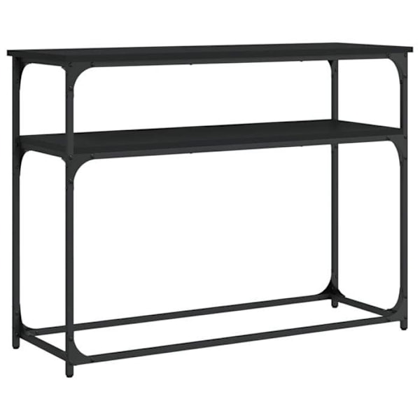 Praktisk konsolbord med opbevaringshylder 100 x 35,5 x 75 cm ingeniørtræ og sort metal DEC032073 kastanj