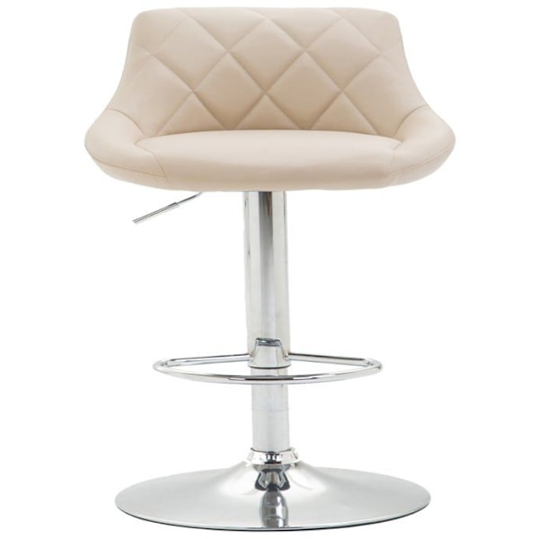 Barstol hög x 1 med dekorativa sömmar sits i PVC crème metallben 10_0005081 Grädde