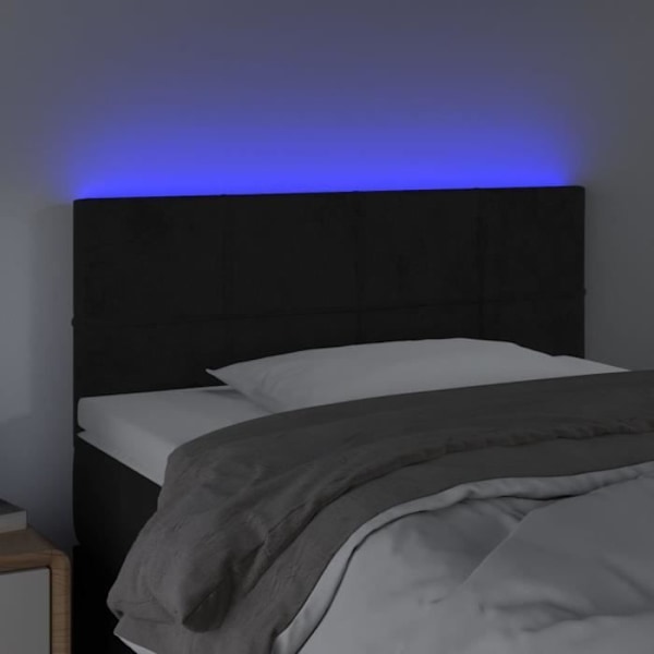 Sengegavl tilbehør til seng soveværelse LED-møbel 90 x 5 x 78/88 sort fløjl