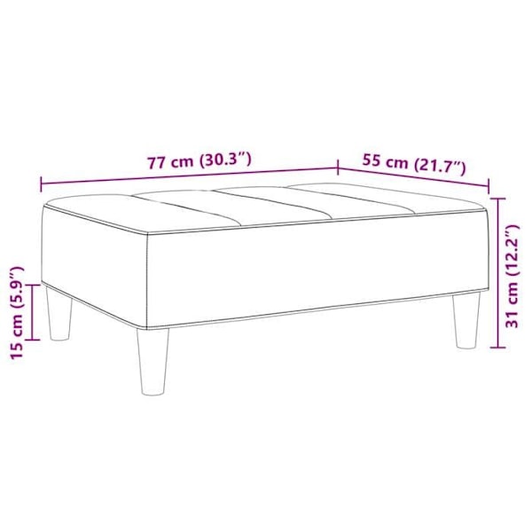 Fodskammel til seng, 77 x 55 x 31 cm, sort velour DEC030523 Svart
