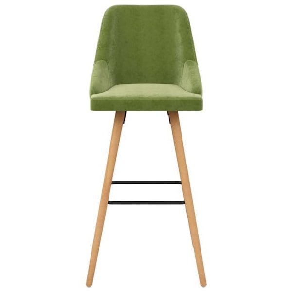 Sæt med 2 barstole moderne design i lysegrøn velours DEC029884 Grön