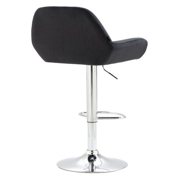 Barstol x1 i sort polstret velour med krommet metal trompetfod TDB10430 Metall