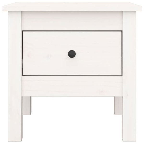 Sengebord med skuffe 40 x 40 x 39 cm hvidt fyrretræ DEC032348 Vit