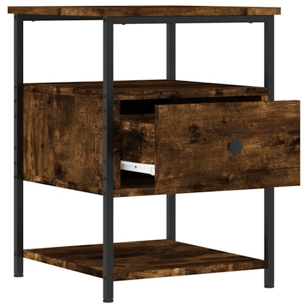 Sæt af 2 natborde med skuffe og hylde 40 x 42 x 56 cm ingeniørtræ brun og jern DEC035133 kastanj