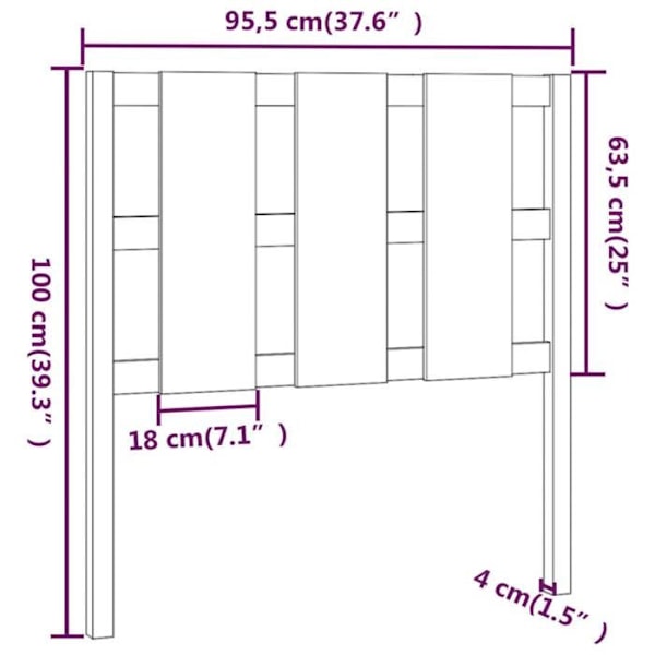 Hovedgavl - Træ - 95,5x4x100 cm - Hvid - Moderne design - Rustik charme Vit