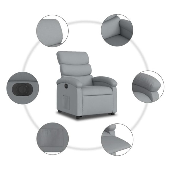 Fauteuil relax TV med elektrisk løftefunktion, meget komfortabel, lys gråt stof DEC028318 Grå