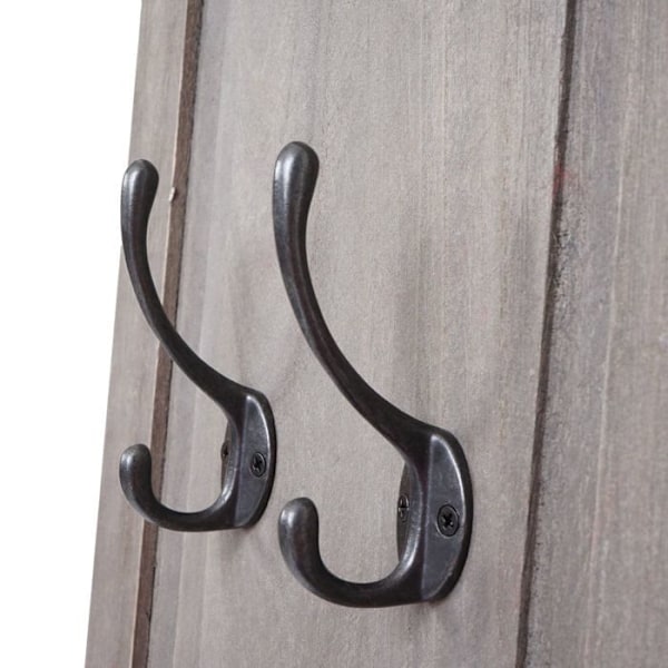 Set med 2 vägghängare med panel och krokar 109 x 28 x 4 cm i gråbrun gammal trä. 04_0007419 kastanj