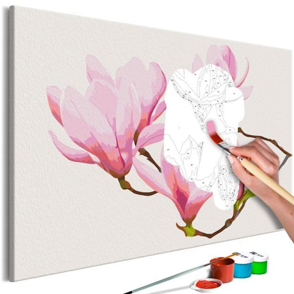Målarset för egen målning med nummer, motiv av blommig kvist 60 av 40