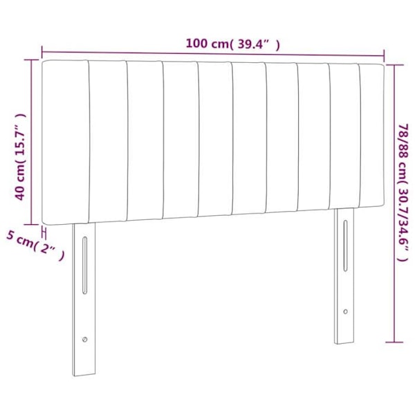 Hovedgærde til soveværelse med LED-møbel 100 x 5 x 78/88 cm, sort stof TDL0200753 Svart