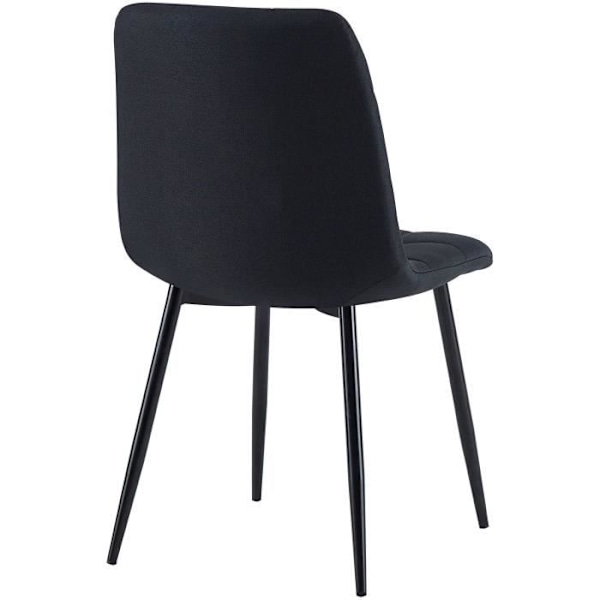 Sæt med 4 spisebordsstole i sort stof med sorte metalben, moderne og komfortabelt design