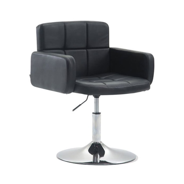 Lounge stol med polstrede armlæn der kan dreje 360° i sort PVC og krommetal 10_0002805 Metall