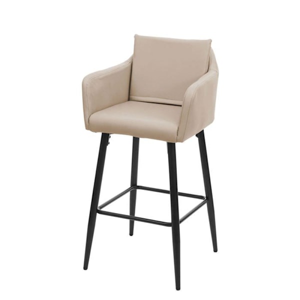 Barstol høj stol med metalfodstøtte, syntetisk taupe sæde, moderne design 04_0005293 Metall
