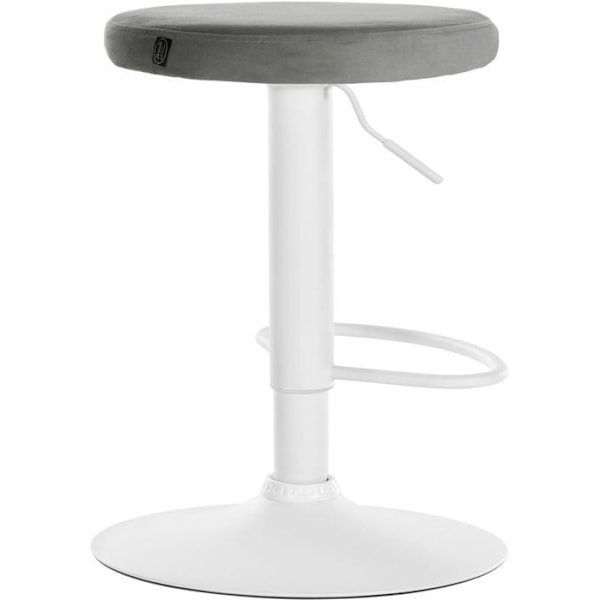 Barstolar - Décoshop26 - TDB10700 - Grå sammetstyg - Vit metallram - Höjdjusterbar Vit
