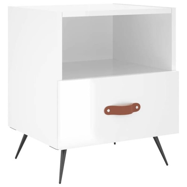 Sæt af 2 natborde med skuffe og åbent rum 40 x 35 x 47,5 cm hvidt ingeniertræ DEC034992 Vit