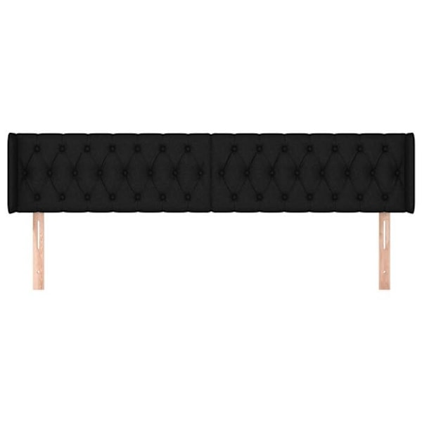 Hovedgærde til seng til soveværelse møbel med polstring og sidelæbe 203 x 16 x 78/88 sort stof