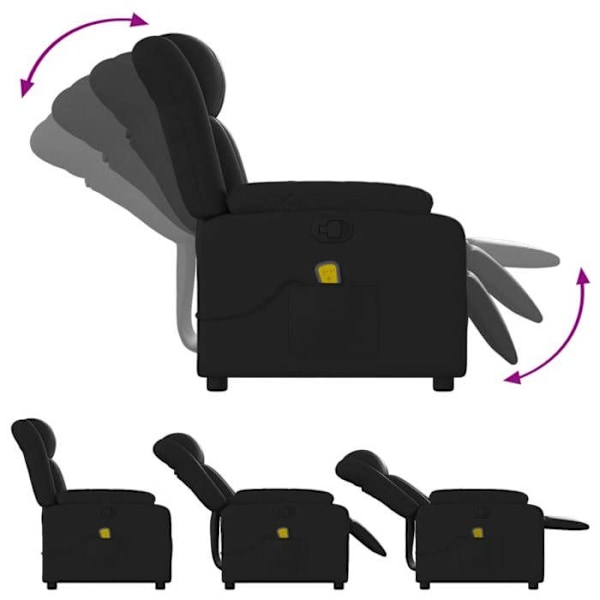 TV afslapningsstol med massagefunktion, justerbar, 6 punktmassage i sort PVC DEC027038 Svart
