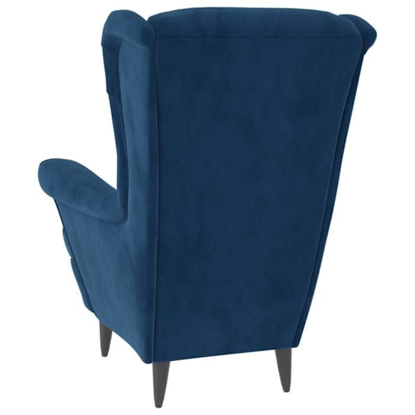 Lounge lænestol stue soveværelse komfortabel med armlæn i blå velour DEC026857 Blå