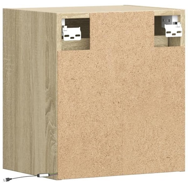 Væghængt natbord med LED-lys og to skuffer 41 x 31 x 45 cm farve eg DEC034186 Flerfärgad