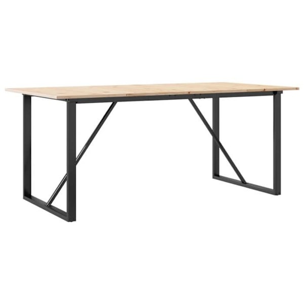 Industriel design spisebord 180 x 90 x 75 cm massivt fyrretræ og stål DEC036786 kastanj