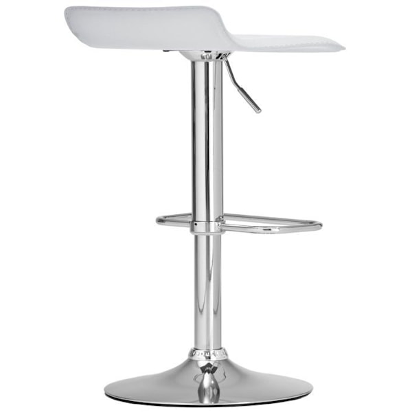 Barstol x1 med fodstøtte, drejelig sæde 360°, enkelt design, hvid PVC og krommetal 10_0004798 Vit