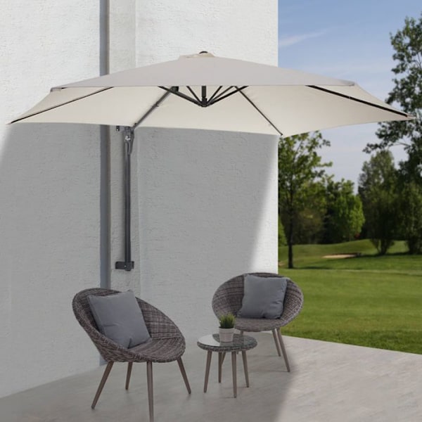 Parasol mural til balkon terrasse med justerbar mast 3m polyester aluminium/stål 9kg farve creme