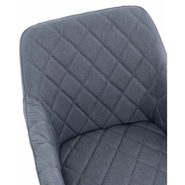 Design retro ruokapöydän tuoli, koristeelliset timanttikuvioiset, tummanharmaa kangaspäällyste. 10_0002113 Grå