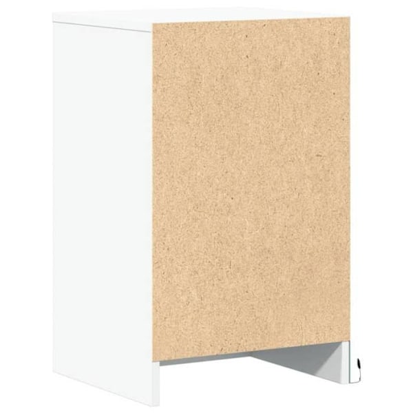 Natbord med skuffe og LED 38 x 34 x 61 cm i hvidt ingeniørtræ DEC032769 Vit