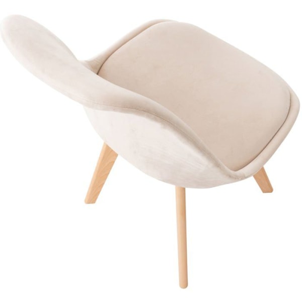 Ruokailutuoli x1 skandinaavinen design vaaleanbeige sametilla ja vaaleilla puujaloilla 10_0002280 Beige