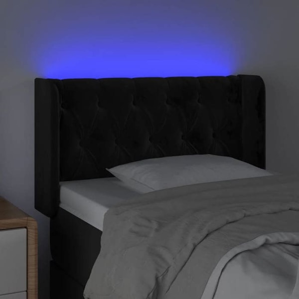 Hovedgærde - Ikke specificeret - 83x16x78/88 cm - Sort fløjl - Indbygget LED - Moderne design Svart