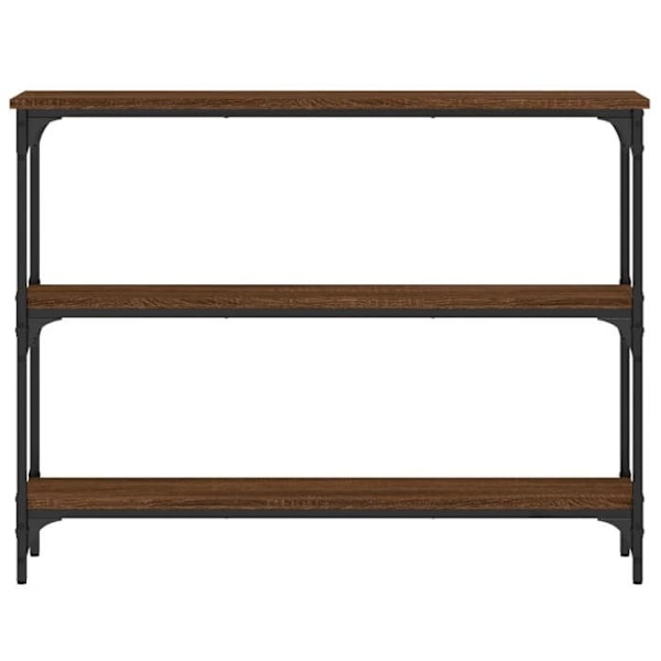 Consolepöytä hyllyillä, käytännöllinen järjestettyyn eteiseen, koko 100 x 22,5 x 75 cm, engineered wood ja metalli, DEC031826 kastanj