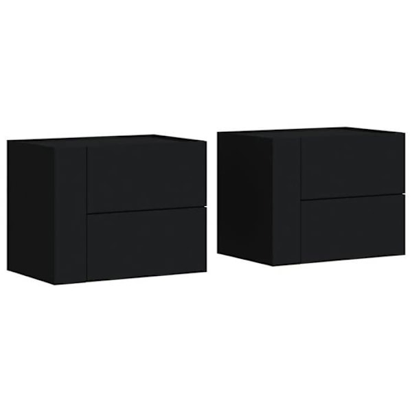 Sæt med 2 væghængte natborde med skuffer 45 x 30 x 35 cm i sort ingeniørtræ DEC036099 kastanj