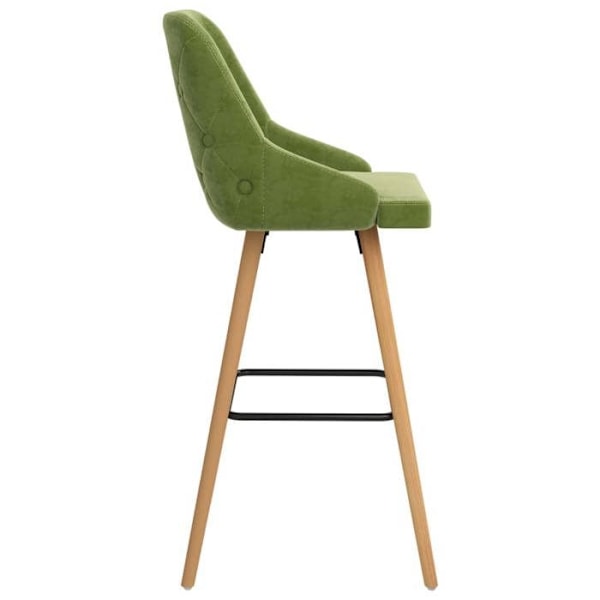 Sæt med 2 barstole moderne design i lysegrøn velours DEC029884 Grön