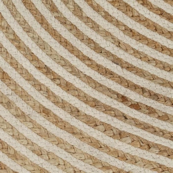 Håndlavet jute tæppe med hvid spiral design 90