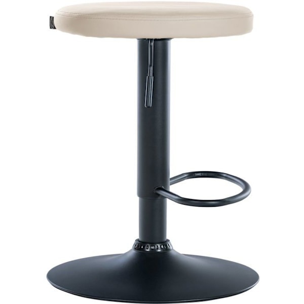 Barstol x1 enkel design højdejusterbar PVC-belægning i creme med sorte metalben 10_0005343 Grädde