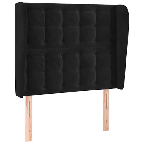 Sänggavel tillbehör sovrum möbel klädd med sidokant 103 x 23 x 118/128 cm Svart sammets tyg TD