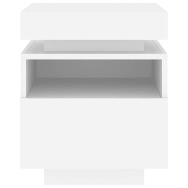 Set med 2 sängbord med lådor och RGB LED-lampor 40 x 39 x 48,5 cm i vitt ingenjörsträ DEC032825 Vit